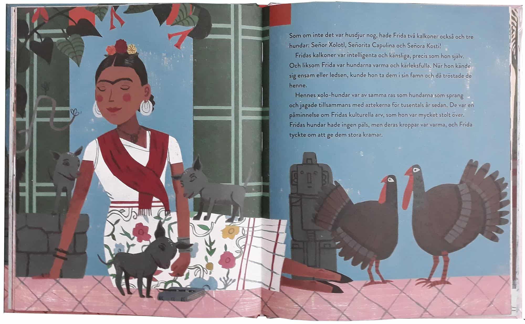 Esimerkkiaukeama Frida Kahlo och alla hennes djur -kirjasta