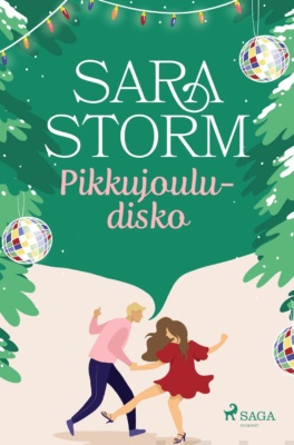 Pikkujouludisko-kirjan kannessa on joulukoristeita, diskopalloja ja piirrokset miehestä ja naisesta tanssimassa.